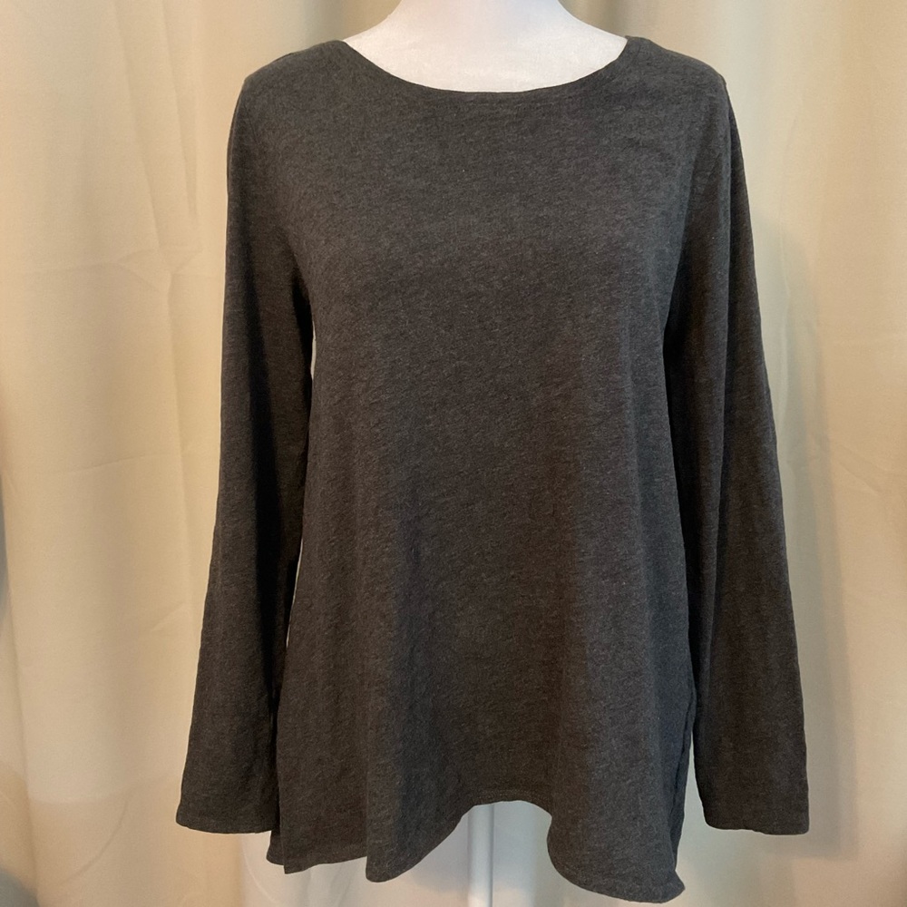 Eileen Fisher Gray A-line Long Sleeve Tunic Tee XS